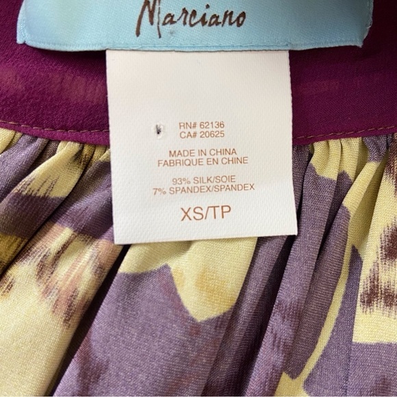 MARCIANO Silk dress halter neck woven open back summer festive pink yellow XS - Picture 3 of 12